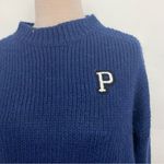 PINK - Victoria's Secret Victoria's Secret PINK Navy Blue Varsity Letter Boyfriend Sweater sz med Photo 1