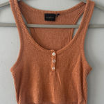 Urban Outfitters  Rust Orange Ribbed Knit Button Front‎ Cropped Tank Top Photo 0