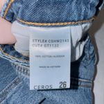 Ceros Women's Dark Wash Denim High Waisted Distressed Relaxed Fit Straight Jeans Blue Size 26 Photo 4