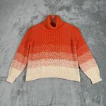 525 America  Sweater Womens Small Orange Ombre Turtleneck Chunky Knit Preppy Cozy Photo 1