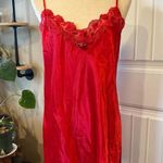 California Dynasty Red Lace Trim Slip Chemise Nightgown Medium Made USA Photo 0
