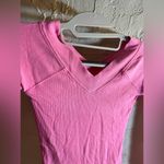 BDG Pink Long Sleeve V-Neck Top, layering vneck front and back, beautiful hot pink Photo 4