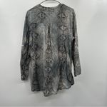 Cherish Made in Italy Gray Snakskin Print Long Sleeve Quarter Button Top Size M Photo 3