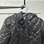 Sam Edelman  Womens Puffer Jacket Small Quilted Hood Black Shine Zip Outerwear Photo 1