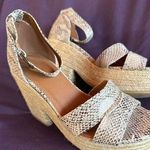 MIM Espadrille Platform Wedge Sandals Ankle Strap Snakeskin Print Size 6 Tan Photo 0