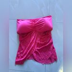Vince Camuto Dragon Fruit Crochet Draped Tankini M Photo 6