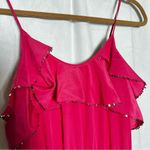 Rebecca Taylor Pink Silk Sequin Ruffle Spaghetti Strap Sleeveless Mini Dress 0 Photo 3