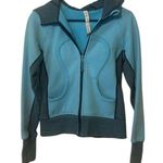 Lululemon Scuba Hoodie Blue Shhhh I'm Meditating Full Zip Stripe Side Thumbholes Photo 0