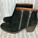 Lucky Brand  LK-Roquee Nubuck Leather Double Zipper Black Ankle Boots‎ size 9 Photo 1