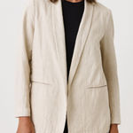 Old Navy  Women's Beige‎ Linen Blend Blazer Open Front Lightweight Jacket Medium Photo 0
