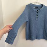 American Eagle AEO Jegging Fit Henley Pullover Sweater Solid Blue Nubby Textured Photo 7