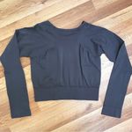 New NUX Gray Long Sleeved Cropped Workout Top Yoga Athletic Size XL X Photo 2