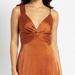 Ontwelfth Twist Front Mini Dress Womens S Burnt Orange Shimmer Party Cocktail Photo 0