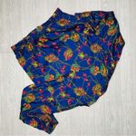 Vintage Silk Road zip up coat silk royal blue cardigan jacket size small Red Photo 1