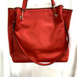 ALEXIS BENDEL RED VEGAN LEATHER GOLD BEAD SATCHEL HANDBAG PURSE Photo 12