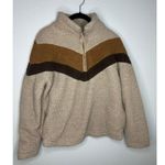 Altar'd State  Quarter Zip Sherpa Pullover Women's Size Small Neutral Warm Retro Photo 1