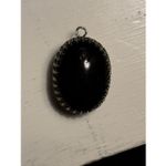 Vintage AB Rhinestone Jet Glass Domed Pendant 1950s Czech/West Germany Style Black Photo 9