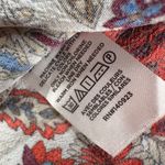 Ann Taylor Loft Peacock Floral Ruffle Button Blouse Women's Medium Orange Blue Photo 7