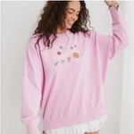 Aerie pink “keep moving forward” embroidered oversized crewneck Photo 1