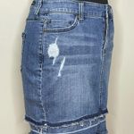 Liverpool Blue Denim Distressed Women’s Skirt Fringe Raw Hem Size 4/27 Photo 1