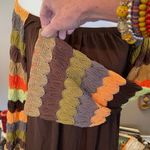 Vava by Joy Han  vintage off the shoulder striped crochet bell sleeve tunic top. Photo 1