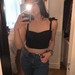 Boohoo Black Cropped Tie Top Photo 1