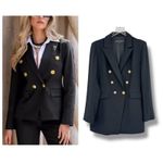 Boston Proper  blazer jacket women's 16 double breasted black career office Photo 1