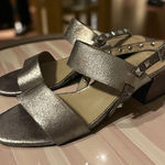 VAN ELI Brushed Stud Metallic Leather Sandals Size 5 Gold Photo 0