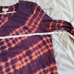 LOGO By Lori Goldstein Tie-Dye Stripe Top Purple Large Cotton Modal Tunic Pocket Photo 7