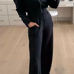 Spanx AirEssentials Black Long Sleeve Wide Leg Jumpsuit M Photo 0