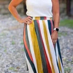 Mystree  Women’s Satin Silk Colorful Stripes Skirt Size‎ M NWT Photo 0