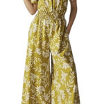 Anthropologie  Somerset Jumpsuit Yellow Chartreuse Floral Cotton XS Photo 0