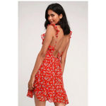 Lulus Women's  Red Floral Ruffled Mini Dress M Photo 1