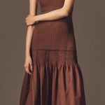 Anthropologie NWT Sleeveless Mock-Neck Drop-Waist Sweater Midi Dress Size L Photo 0