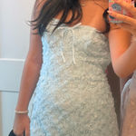 Lulus  Elith Mint Blue Mesh 3D Floral Mini Dress Photo 1