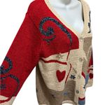 Coldwater Creek VTG Hearts Button Up Patchwork Cardigan Sweater Sz XL Grandma Photo 1