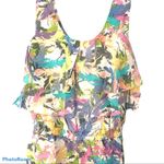 R•89 Watercolor Silk Ruffle Romper Pastel NWOT Size S Pink Photo 2