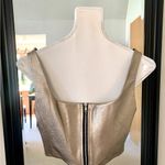BCBGeneration NEW  Bronze Gold Square Neck Cropped Pleather Bralette Tank Top Photo 5