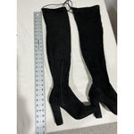 Forever 21 Womans Black Faux Suede Quarter Zip Otk Boots 7.5 Block Heel Photo 3