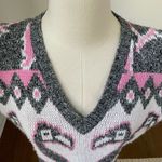 Vintage 80s Jolie Flamingo Pink Grey White Sweater Vest M Size M Photo 6