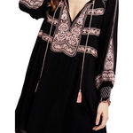 Free People NWT  Wind Willow Boho Embroidered Peasant Mini Western Dress XS Black Photo 0