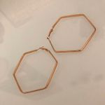 Gold Hexagon Hoop Earrings Photo 0