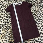 Loft  Houndstooth Ruffle Neckline Short Sleeve Shift Dress 2P Photo 4