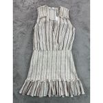 Veronica Beard NWT  Cox Dress Size M Natural‎ Multi Striped Ruffle Minimalist Y2K Photo 6