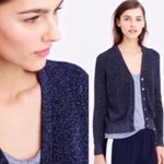 J.Crew Size XS Metallic Blue Silver Ribbed V Neck Button Front Cardigan Photo 1