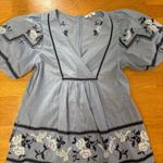 Madewell  Chambray Cotton Floral Embroidered Coastal Cowgirl Pocket Mini Dress 6 Photo 2