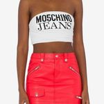 Moschino Jeans Strapless Cropped Top in White Small New Womens Tube Tank Photo 0