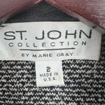 St. John Blazer Size 2 Black Leather Detail 3 Button Photo 7