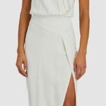 Michelle Mason Midi Dress Women's 2 Off White Gown Halter Sleeveless Open Back Photo 0