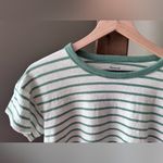 Madewell Women’s Whisper Crew Neck Tee Lobster Stripe/Green White Cotton/Medium Photo 2